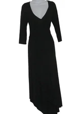 Escada black long gown evening  black dress uneven hem sz Eur 42 US 12 MSRP $600