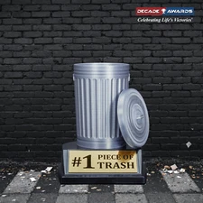 Custom Engraved Trash Can Trophy – 3D Removable Lid Award personalized - 5 Inch