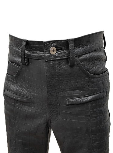 Uomo Moto Motociclisti Nero Stampa Coccodrillo Pelle Pantaloni Jeans  Pantaloni | eBay