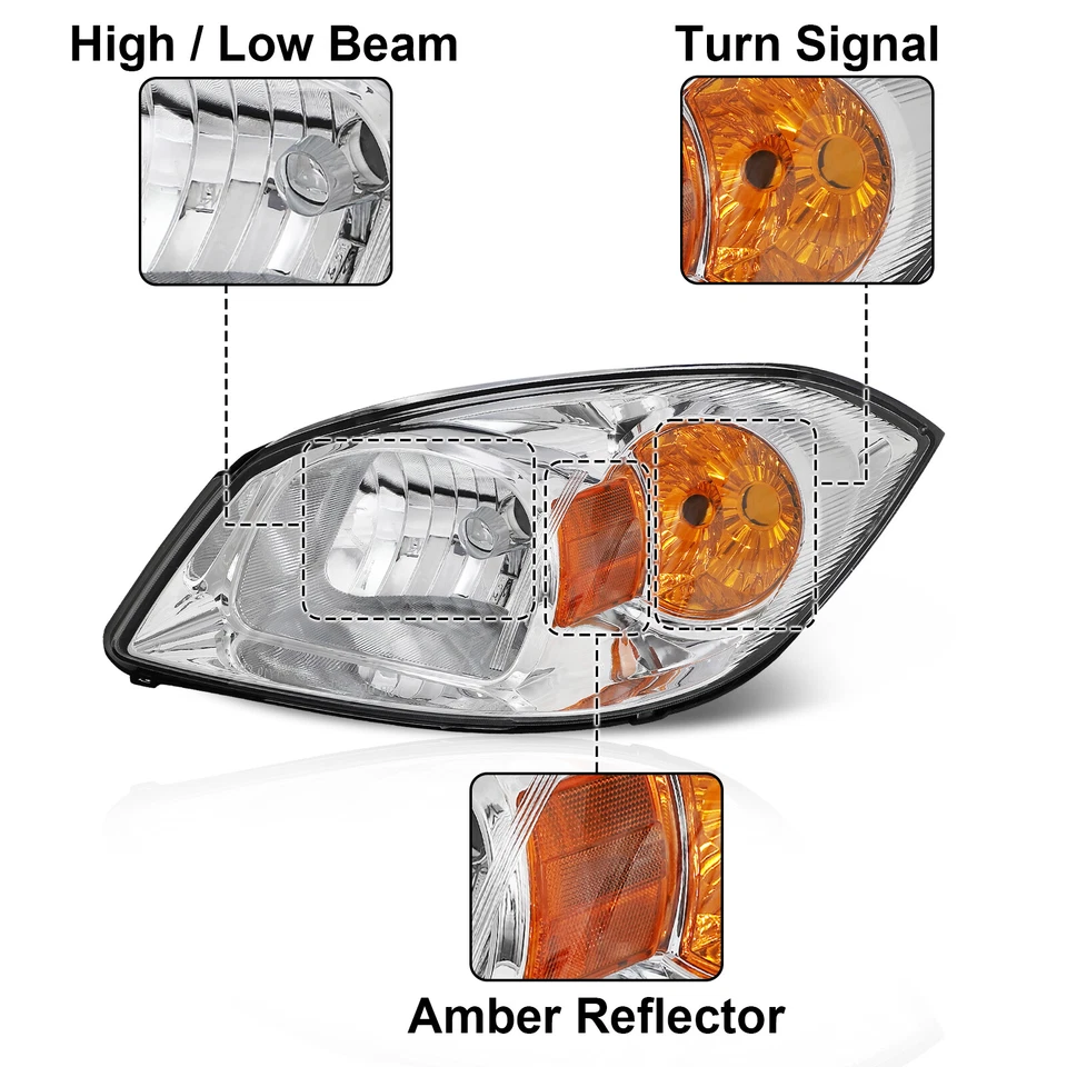 Headlight Set For 2005-2010 Chevrolet Cobalt 2007-2009 Pontiac G5 LH and RH - Image 2 of 4