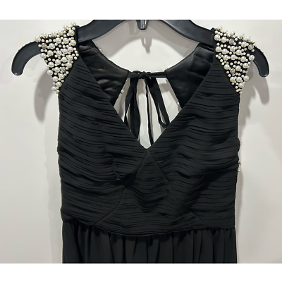 Minuet black Aline sleeveles beaded pearl rhinestone pageant formal dress Size M | eBay Minuet black Aline sleeveles beaded pearl rhinestone pageant formal dress Size M | eBay