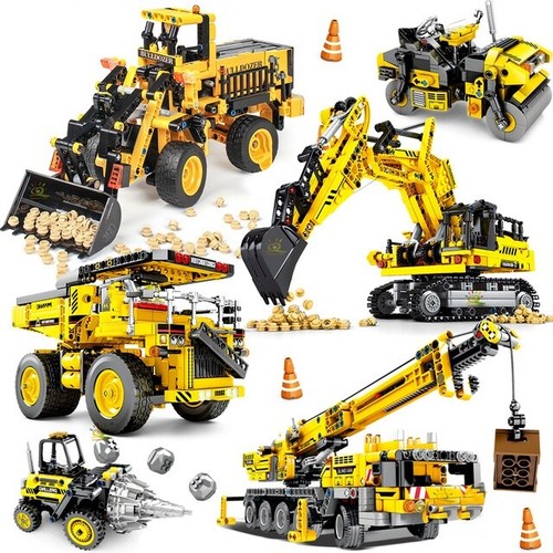Building Blocks Bulldozer Crane Engineering Set Trucks Block Toy Constructor DIY