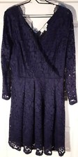 MISSMAY Women's Vintage Floral Lace V-Neck Cocktail Formal Swing Dress, Blue XL