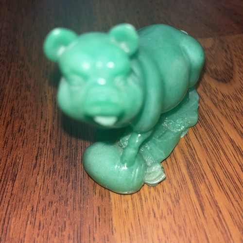 Vintage Green Jade Color Pig Figurine 4” Long Year Of The Pig - Picture 2 of 13