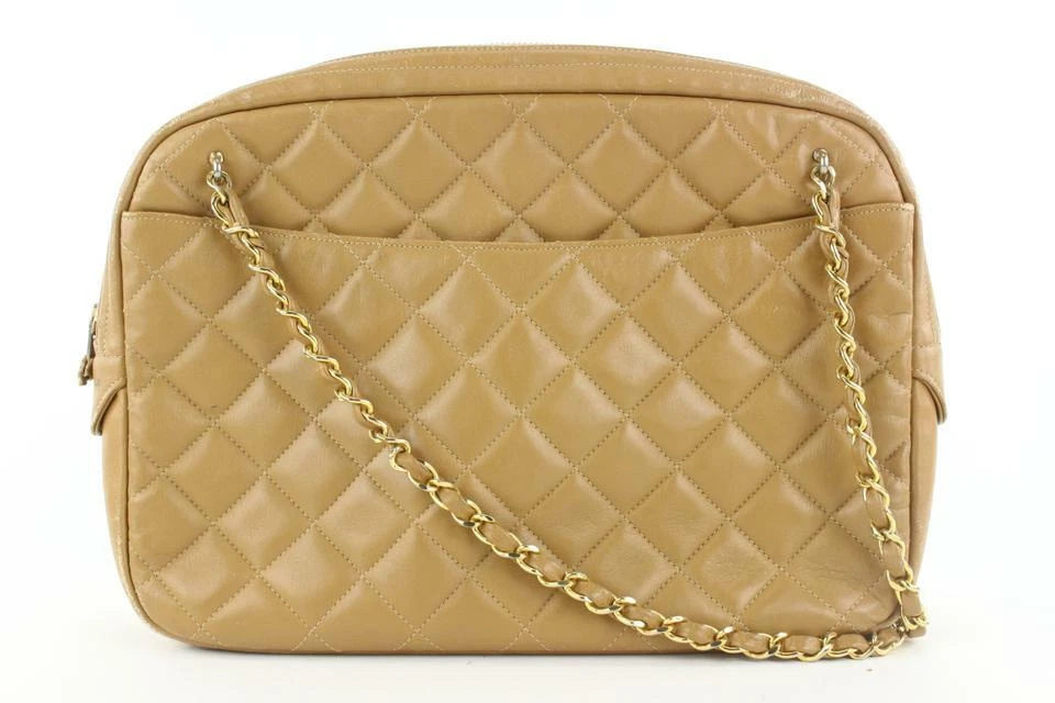 Chanel Camera Bag Small Beige Lambskin Gold