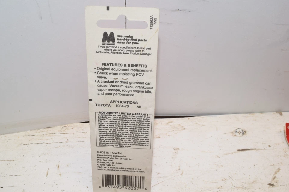 Ojal de válvula Dorman 42057 PCV 1970-84 Toyota - C61 Foto 3 de 3