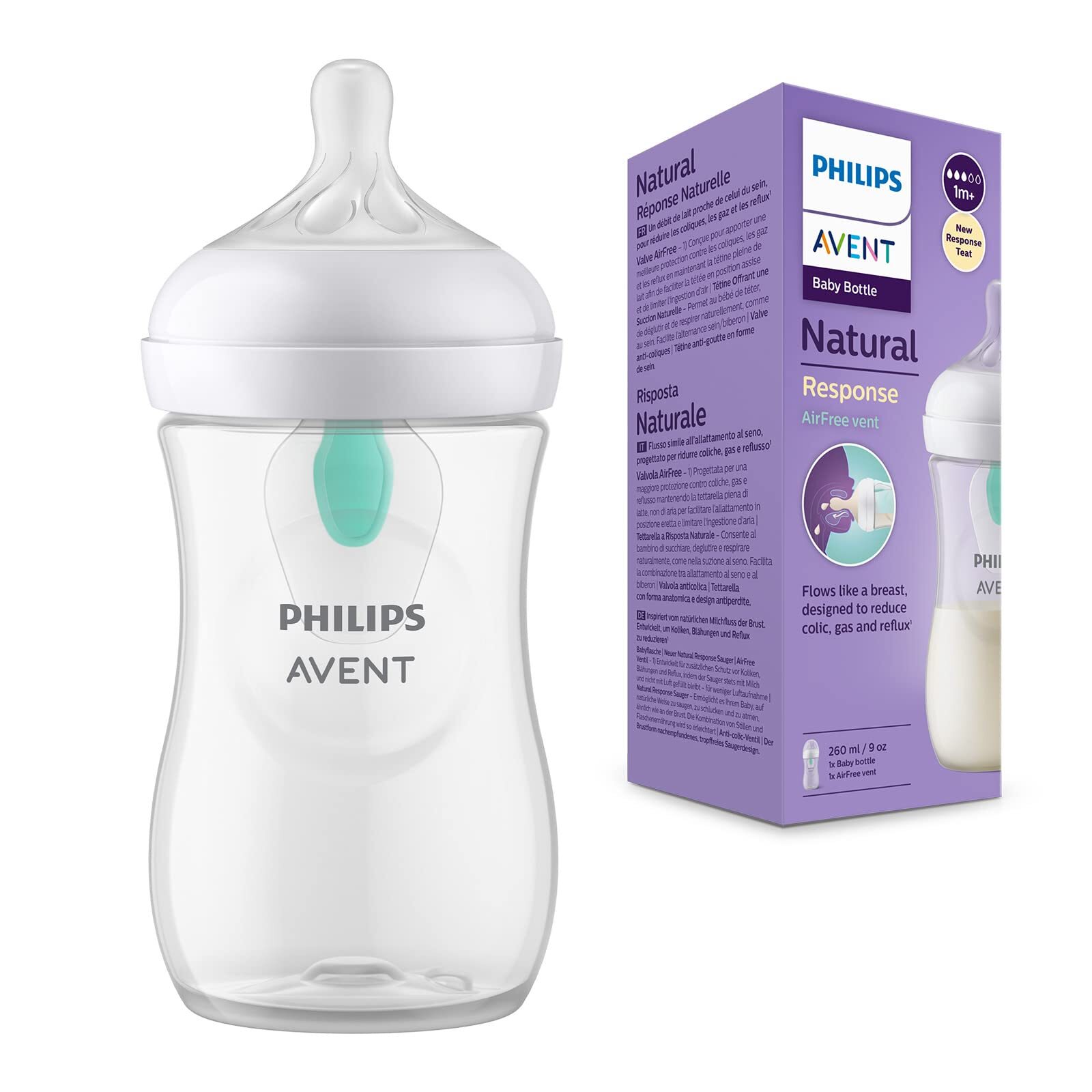 Philips Avent Biberon Natural Response da 260 ml con valvola Airfree, senza BPA,