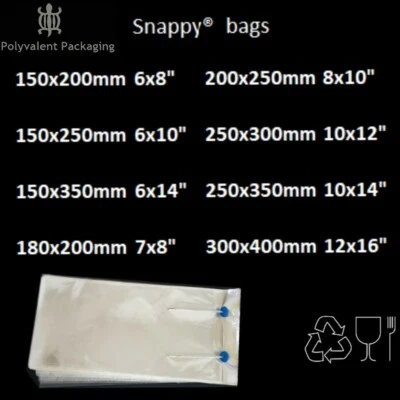 Snappy Heat sealer Bags, Jaw Heat Seal Bags, 150x200mm, 150x250mm, 180x200mm