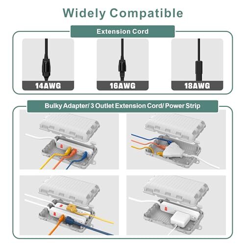 Outdoor Waterproof Electrical Cord Box, Large Extension Cord Cover Plug