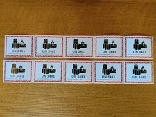 10 Lithium Ion Battery Shipping Labels UN3481, 3.25" x 4.25" UN 3481 Stickers
