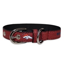 Denver Broncos NFL Dog Pet Collars LEATHER PRO Single-Sided All Sizes 