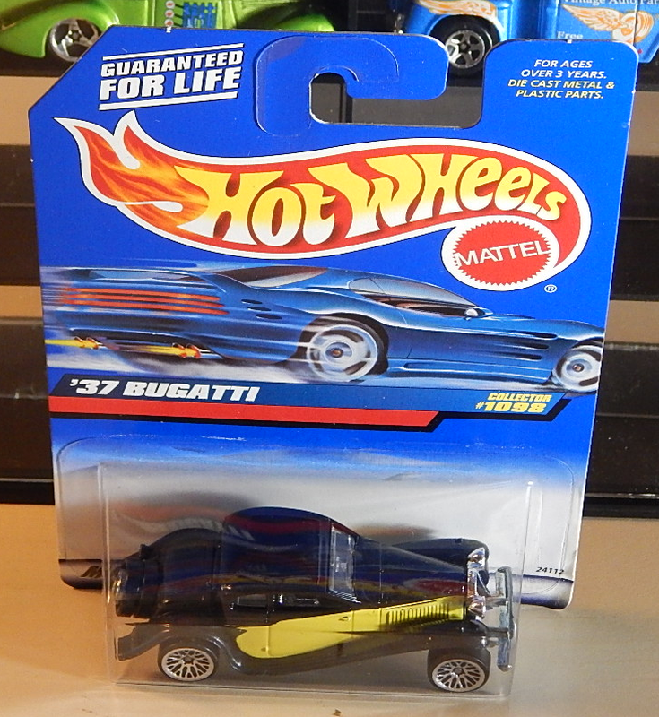 Hot Wheels '37 Bugatti #1098 Die-Cast Car - Black And Yellow Classic Collectible