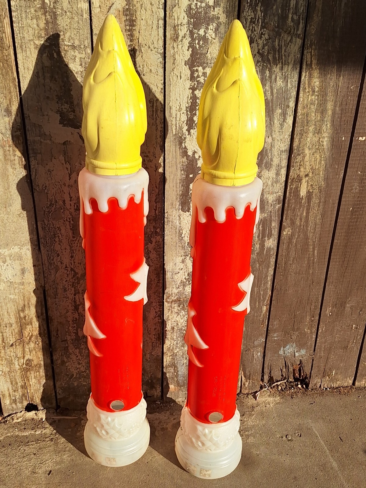 Noel Christmas Candle Blow Mold 2 Piece Set 39 Inch Vintage General