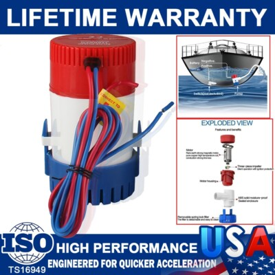 #ad #ad 1100GPH Marine Bilge Pump Submersible Water Pump 12V Electric Kit for Yacht Boat $14.91
