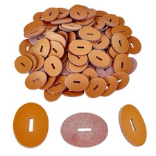 100 PCS 1.3x1 Inch Brown Genuine Leather Handle Spacer Washers Oval Knife DIY