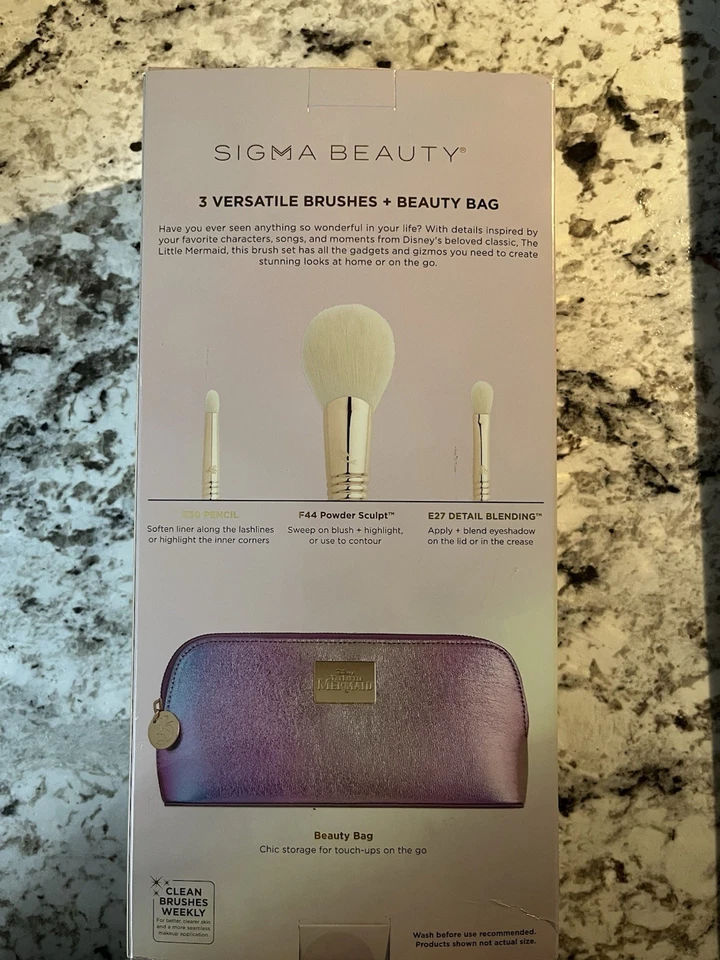 Limited Edition Little Mermaid Brush Set with Makeup Bag- Brand New In Box - Image 2 of 2
