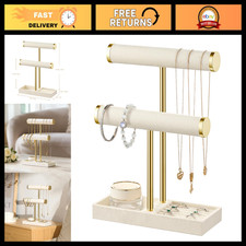 2-Tier Jewelry Organizer Display Stand, Bracelet & Necklace Holder - Beige