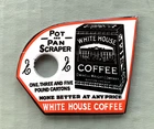 VINTAGE WHITE HOUSE COFFEE PAN SCRAPER GASOLINE OIL STATION PUMP PORCELAIN SIGN