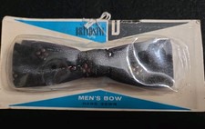 Vintage Brindsim Bow Tie Clip On Hand Sewn Black/Dark Metallic Gray