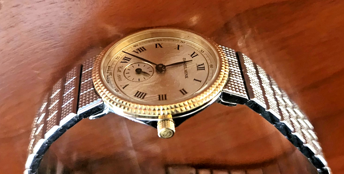 DANIEL MINK 1900s Collection SS Quartz Watch with 18K Gold Bazel 