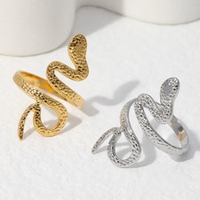 Snake Ring Serpent Open Mouth Gold Plated Statement Jewelry