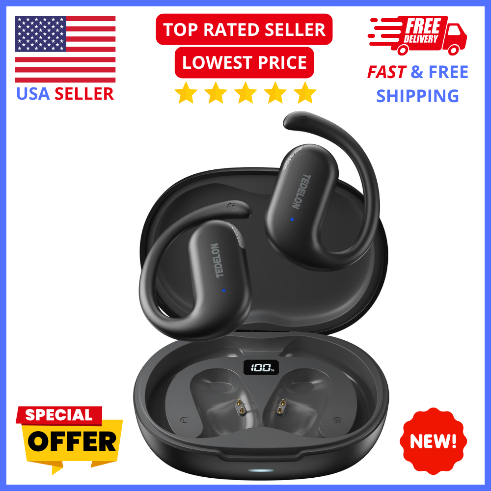 Open Ear Headphones Bluetooth 5.4 – 50H Playtime, Earhooks, IPX6-image