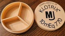 Vintage Klotrix Plastic Pill Box 2.5" Pharmaceutical Drug Rep Advertisement