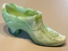 Glass Shoe slipper Cabbage Rose Uranium  glow  Kanawha