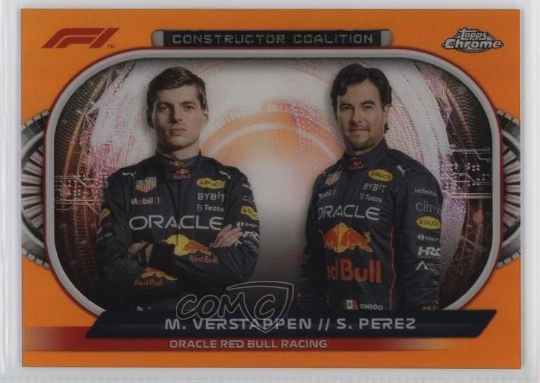 2022 Chrome Formula 1 Orange Refractor 5/25 Max Verstappen Sergio Perez 15wb