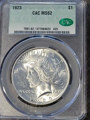 1923 P Peace Dollars CACG MS62 Blazing Luster!!!