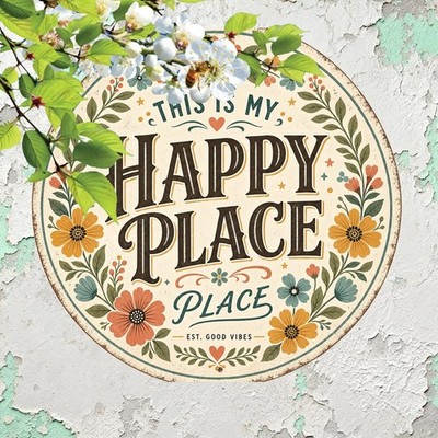This Is Our Happy Place Family Quote Round Tin Sign Home Sweet Home Decor