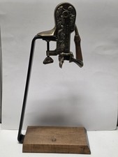 Vtg Rogar Estate Wine Bottle Opener Corkscrew Ornate Brass Table Top Wood Base