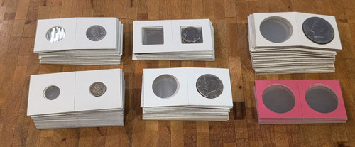 Vintage  2x2 Mylar Lined Cardboard Coin Holders assortment dimes quarts 178 pc