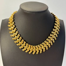 Egyptian Revival Necklace Alva Studios 1960s Mirrored Duck Link Stunning Unusual