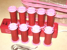 RICHARD CARUSO flexirolls 9 Soft flocked Hot Rollers Curlers Clips -Dual Volts!