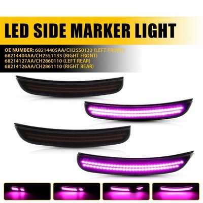 4x Dynamic Purple LED Bumper Side Marker Light For Dodge Charger 2015 16-2023 EK