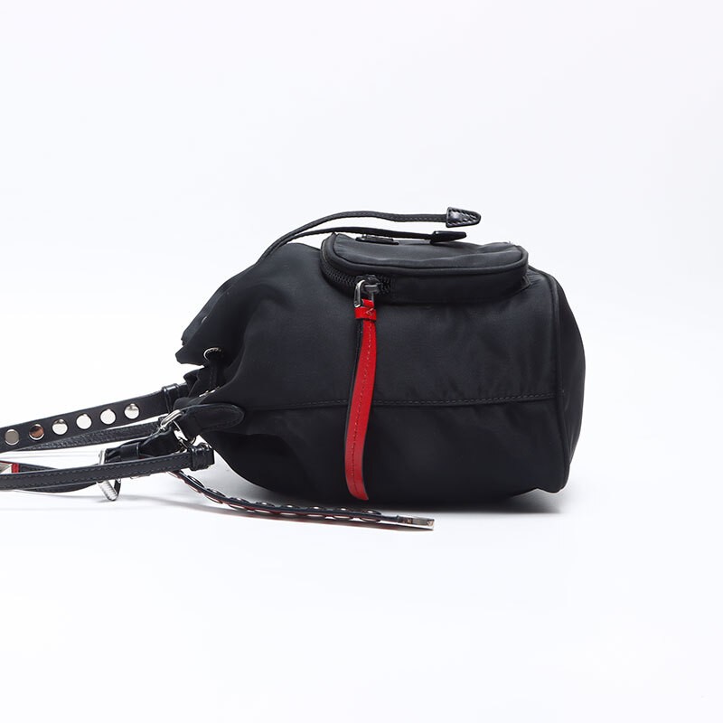 Prada Triangle Nylon Studs Mini Drawstring Should… - image 4