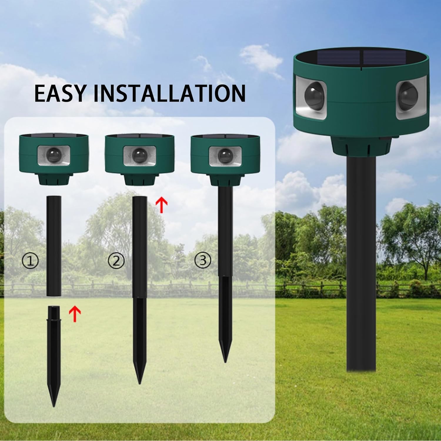129db Solar IR Motion Alarm - 360°, USB, 4Modes, Chicken Coop/Villa