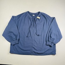 Aerie Oversized Sweatshirt Blue V Neck Drawstring Womens Size Large Brand New
