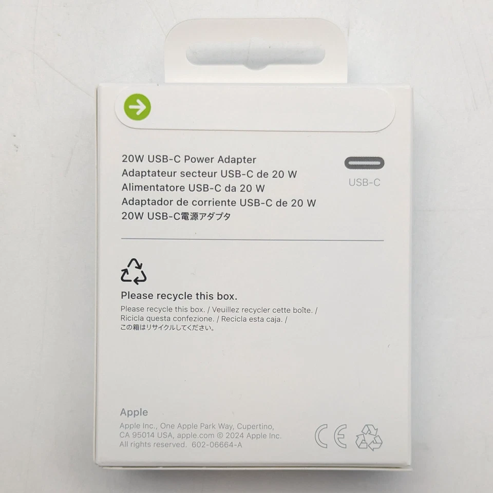 Cargador de pared adaptador de corriente USB-C 20W Apple OEM A2305 | MWV3AM/A | Paquete de 10 Foto 4 de 4