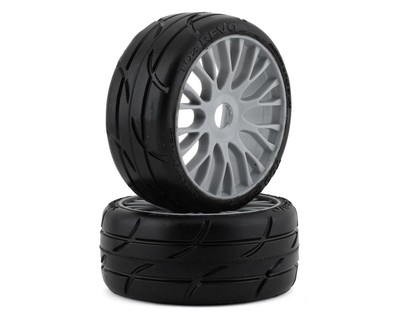 GRPGTK03-XM2 1/8 GT THREADED BELTED W/ FLEX WHEEL XM2 (SUPER SOFT) TIRES: GREY