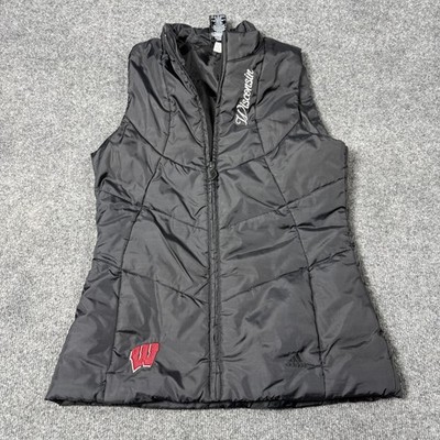 Wisconsin Badgers Jacket Womens Medium Black NCAA College Adidas Puffer Vest