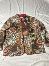 Alfred Dunner Women Paisley Open Quilt Blazer Jacket Sz 14 Earthtone Lined