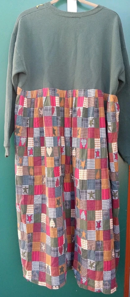 Ретро страны пэчворк длинное платье винтажный Hanes ее путь выстеганный вид женщин... - Изображение 2 из 4