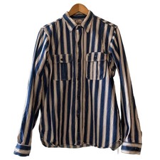 Rare Real McCoy's Work Shirt Random Hickory Stripe Tricolor Size 16 F/S