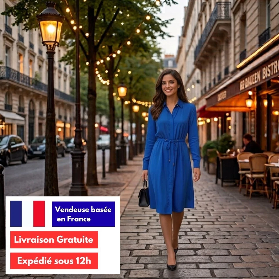 Robe Chemisier Bleu Été Mango – Infroissable & Légère | Taille M | Neuve - Photo 1/4