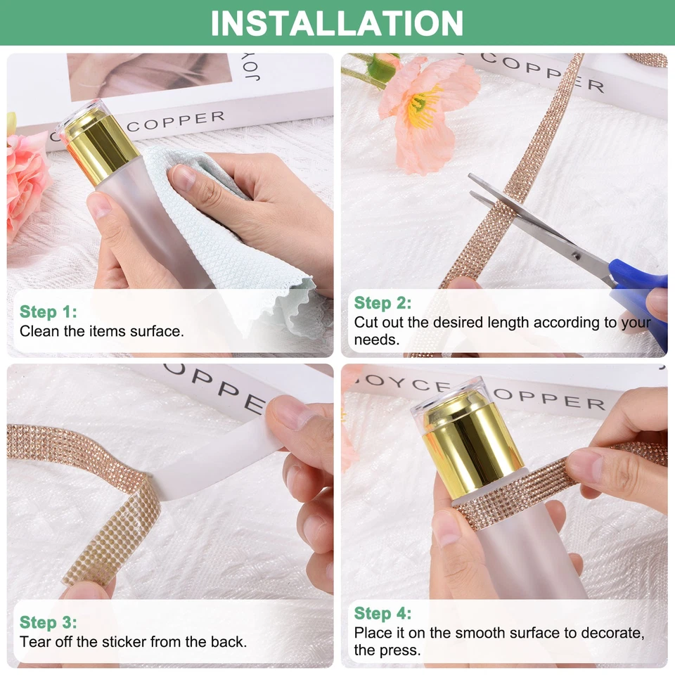 2-Roll Crystal Rhinestone Ribbon,0.5/1.1 Inch x 2 Yards for DIY [White] - Изображение 4 из 4