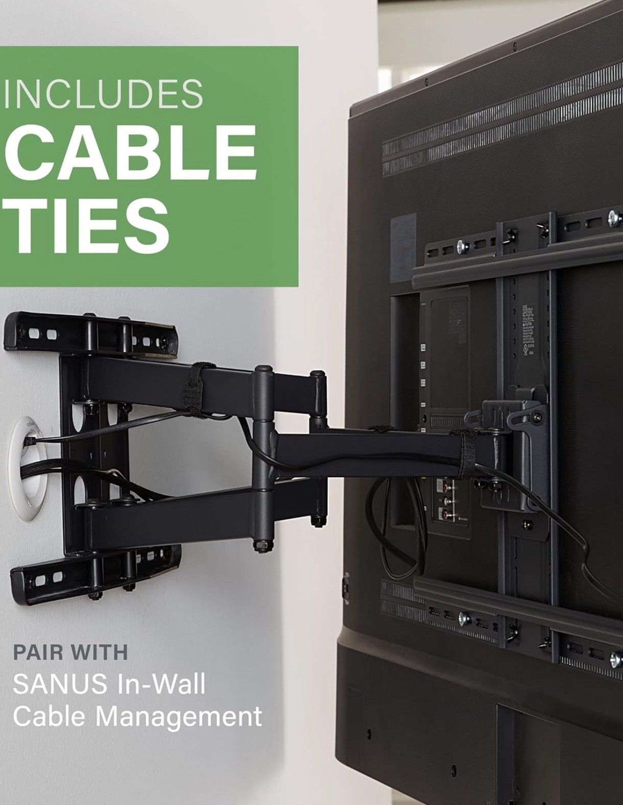 SANUS Premium Full Motion TV Mount for 42"-90" TVs OLF22-B2 - 125lb Capacity