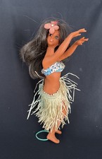 Vintage Hawaiian Souvenir Polynesian Hula dancer 10  Doll Grass Skirt Hibiscus