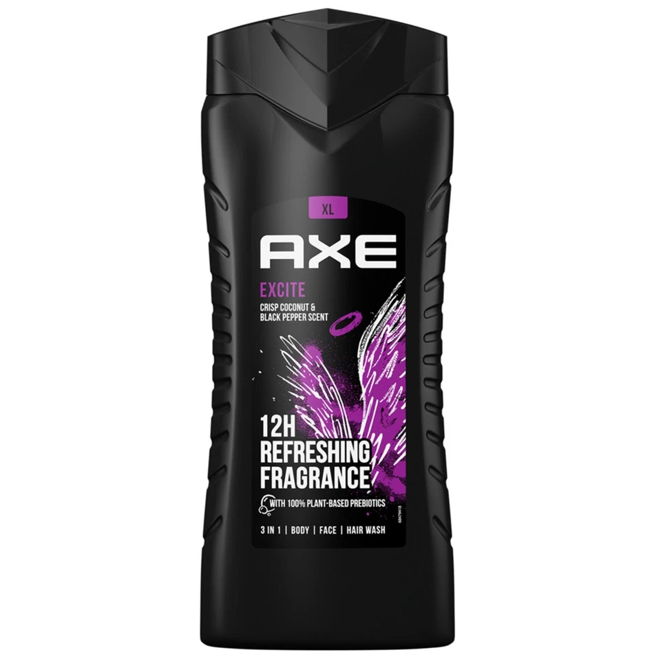 12x AXE Duschgel Duschbad Duschlotion Herrenduschgel Excite 3in1 400 ml Pflege - Bild 1 von 1